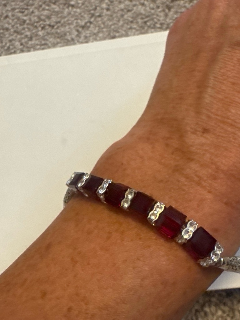 Macy's Garnet-Red Crystal Link Bracelet - Women Jewelry